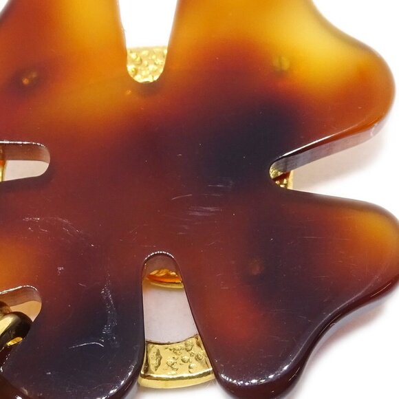 Chanel Clover Dangle Earrings Gold Clip-On 95P 182421 - Picture 4 of 4